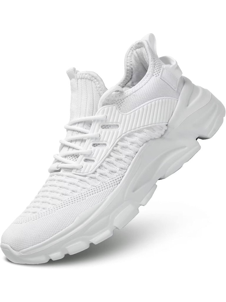Men's White Running Shoes Non Slip Breathable Lightweight Fashion Sneakers Shoes